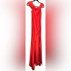 Fashion Nova Red Maxi Off The Shoulder Holiday Party Dress Slit Design Size M